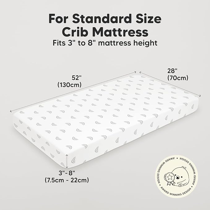 2-Pack Organic Crib Sheets for Boys, Girls - Jersey Fitted Crib Sheet, Baby Crib Sheets Neutral, Crib Mattress Sheet, Cotton Crib Sheets, Breathable Crib Sheet, Baby Mattress Sheets (Rainbow)