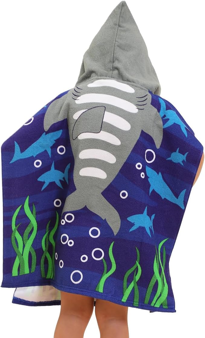 Hooded Kids Beach Towels - Soft Microfiber Poncho Towel for Ages 1 to 6, Quick Dry & Lightweight Swim Cover-ups, Ideal for Boys and Girls