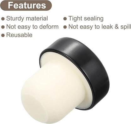 uxcell 8Pcs T-shaped Stoppers, 0.79inch Dia Cork Wine Stopper Reusable Wine Bottle Corks Sealing Plug for Wine Beer Beverage Bottle Crafts, Black