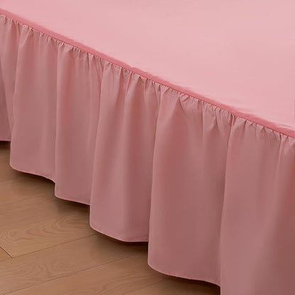 Bed Skirt Queen Size Ruffled Bed Skirt with Split Corners, 14 Inch Drop Dust Ruffle Bed Skirt with Platform,14 Inch, Blush