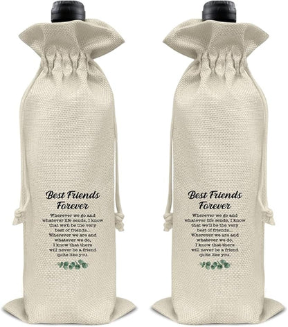 HOIJAUMAI Friendship Gifts Best Friends Wine Bag Best Friends Forever Wine Gift Bags for Women Men