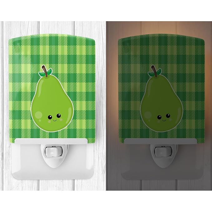 Caroline's Treasures BB6986CNL Pear Face Ceramic Night Light Compact, UL-Certified, Ideal for Bedroom, Bathroom, Nursery, Hallway, Kitchen, 6x4x3, Multicolor