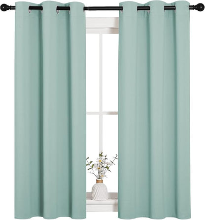 NICETOWN Window Curtain Panels, Thermal Insulated Solid Grommet Blackout Draperies/Drapes for Loft, Dorm (Aqua, One Pair, 34 by 54-inch)