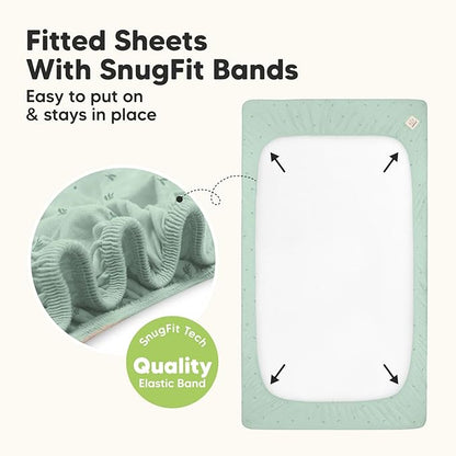 2-Pack Waterproof Crib Sheets for Boys, Girls - Viscose Derived from Bamboo Crib Sheets Neutral, Crib Mattress Protector Sheet, Soft Toddler Bed Sheets, Fitted Baby Crib Sheets Girl, Boy (Bunnies)