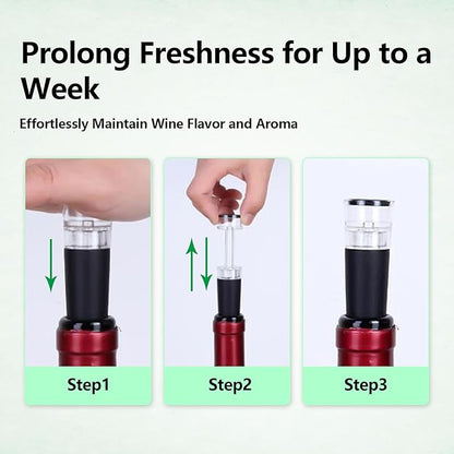 Wine Vacuum Pump and Stopper Wine Preserver Plug Keep Wine Fresh Reusable Wine Protector Stoppers Wine Bottles Sealer Safe Silicone Caps saver pump(4 Pack)
