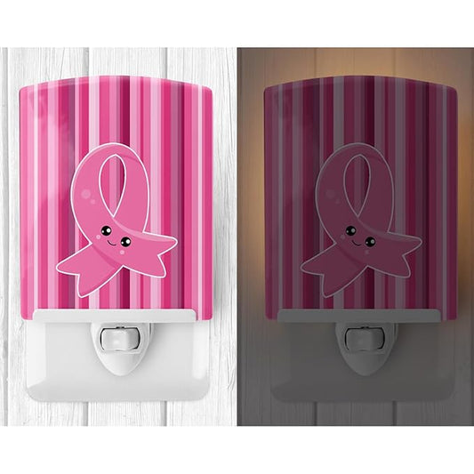 Caroline's Treasures BB6978CNL Breast Cancer Awareness Ribbon Face Ceramic Night Light Compact, UL-Certified, Ideal for Bedroom, Bathroom, Nursery, Hallway, Kitchen, 6x4x3, Multicolor