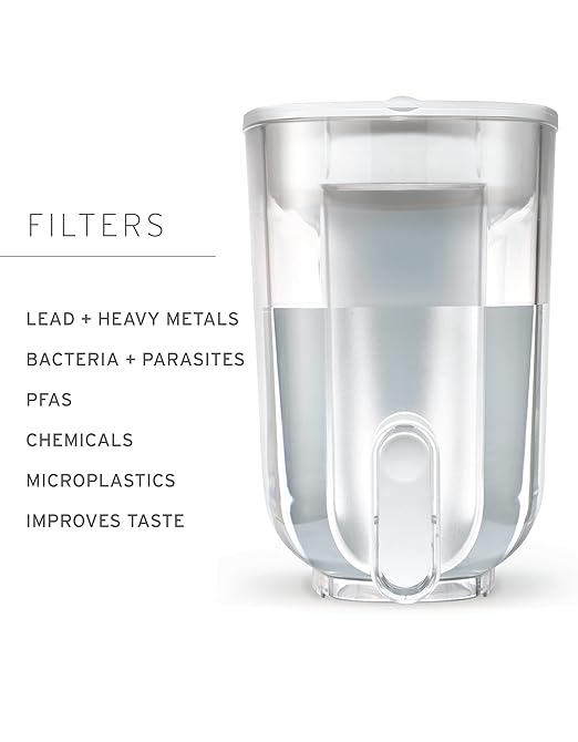 LifeStraw Home – Water Filter Dispenser, 18-Cup, BPA-Free Plastic, Tested to Protect Against Bacteria, Parasites, Microplastics, Lead, Mercury, and a Variety of Chemicals, White