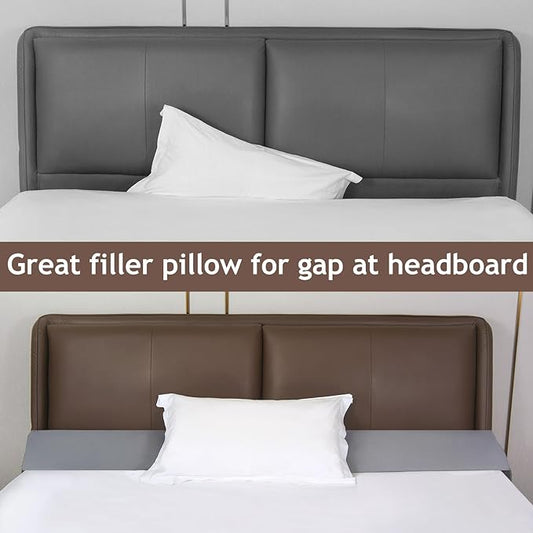 Vekkia Queen Bed Wedge Pillow for Headboard/Headboard Pillow/Bed Gap Filler/Pillow Wedge for Headboard Gap,Close Gaps Between Mattress and Headboard(Gray 60"x6.5"x4.5")