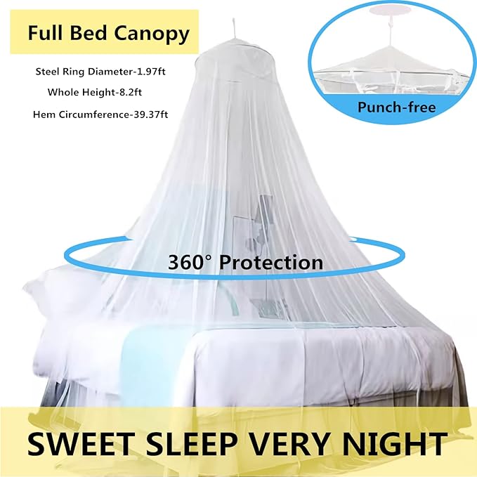 Eimilaly Bed Canopy Mosquito Net, Bed Canopy for Girls Room Decor - Insect Protection Hanging Canopy for Adults, Babies, Outdoor Camping, Green/Single Door