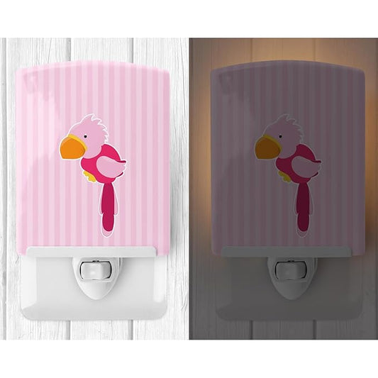 Caroline's Treasures BB8971CNL Pirate Parrot Pink Ceramic Night Light Compact, UL-Certified, Ideal for Bedroom, Bathroom, Nursery, Hallway, Kitchen, 6x4x3, Multicolor