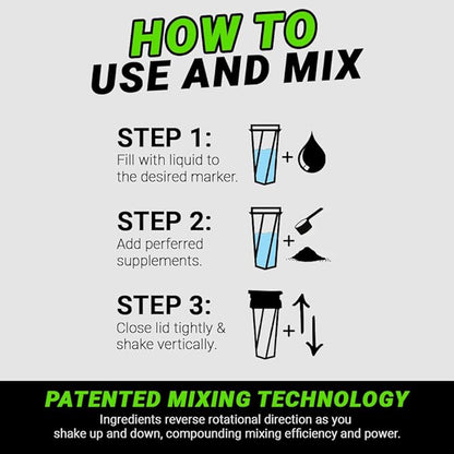 HELIMIX 1.5 Vortex Blender Shaker Bottle Holds Upto 20oz | No Blending Ball or Whisk | USA Made | Portable Pre Workout Whey Protein Drink Shaker Cup | Mixes Cocktails Smoothies Shakes | Top Rack Safe