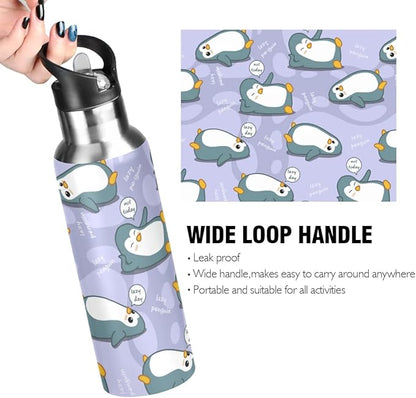 MNSRUU Insulated Water Bottle with Straw, Rainbow and Unicorns Stainless Steel Flasks for Sports Cycling Hiking School