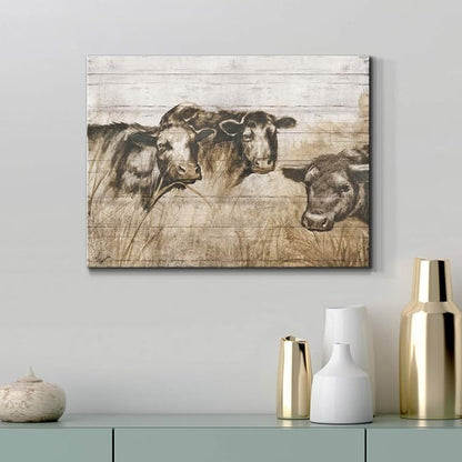 Renditions Gallery Canvas Animal Wall Art Modern Decorations Paintings Vintage Sepia Cows Abstract Black & White Farmhouse Artwork Prints for Bedroom Office Kitchen - 8"x12" LT33