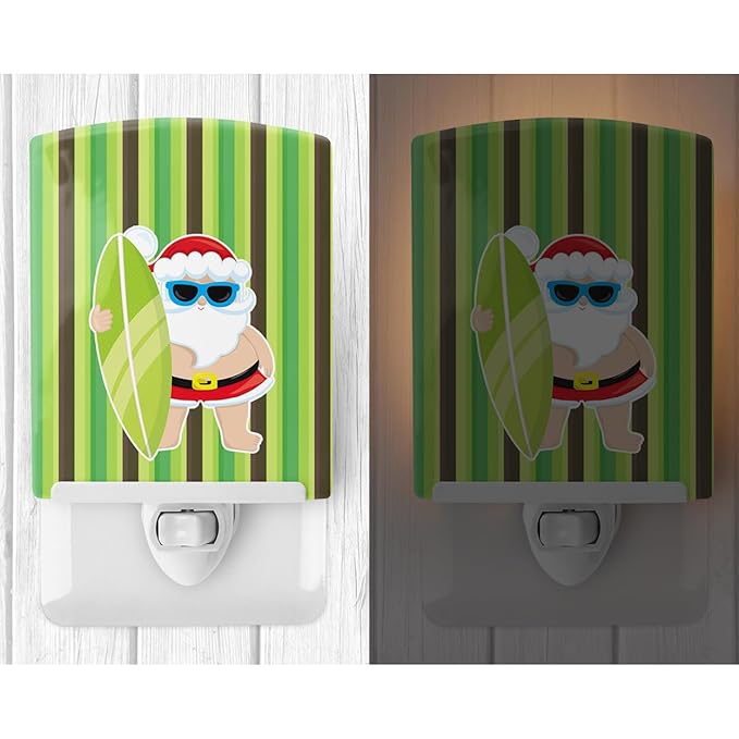 Caroline's Treasures BB9072CNL Beach Santa Claus #5 Ceramic Night Light Compact, UL-Certified, Ideal for Bedroom, Bathroom, Nursery, Hallway, Kitchen, 6x4x3, Multicolor