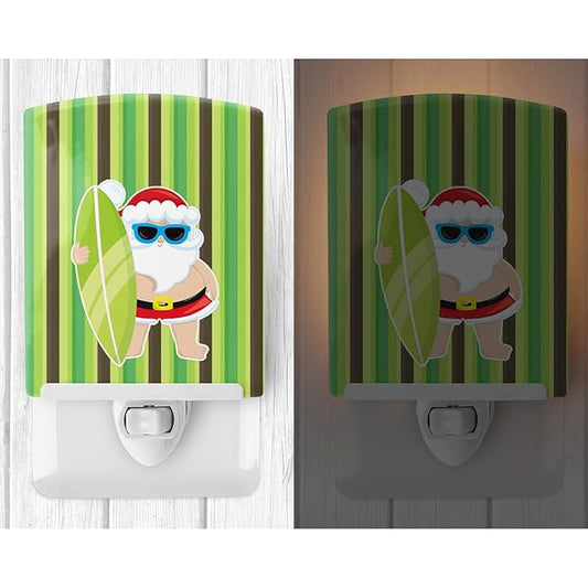 Caroline's Treasures BB9072CNL Beach Santa Claus #5 Ceramic Night Light Compact, UL-Certified, Ideal for Bedroom, Bathroom, Nursery, Hallway, Kitchen, 6x4x3, Multicolor