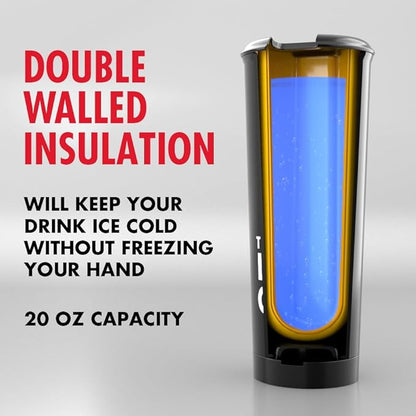 The LoudCup 20 oz Tumbler + Integrated Stadium Horn (Oriole Orange) - Reusable Water Bottle for Sports Fans - Worlds Loudest Cup for Noisy Fans on Game Day & Tailgating