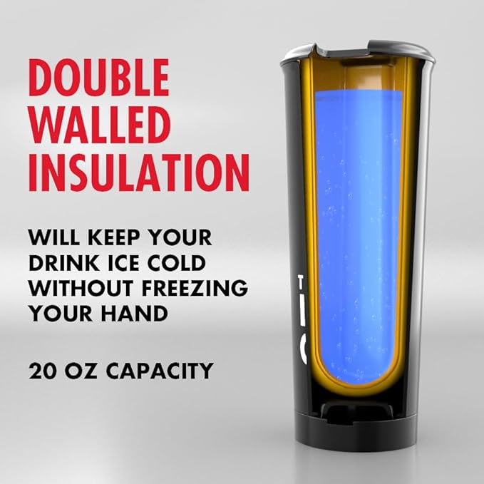 The LoudCup 20 oz Tumbler + Integrated Stadium Horn (Starling Purple) - Reusable Water Bottle for Sports Fans - Worlds Loudest Cup for Noisy Fans on Game Day & Tailgating