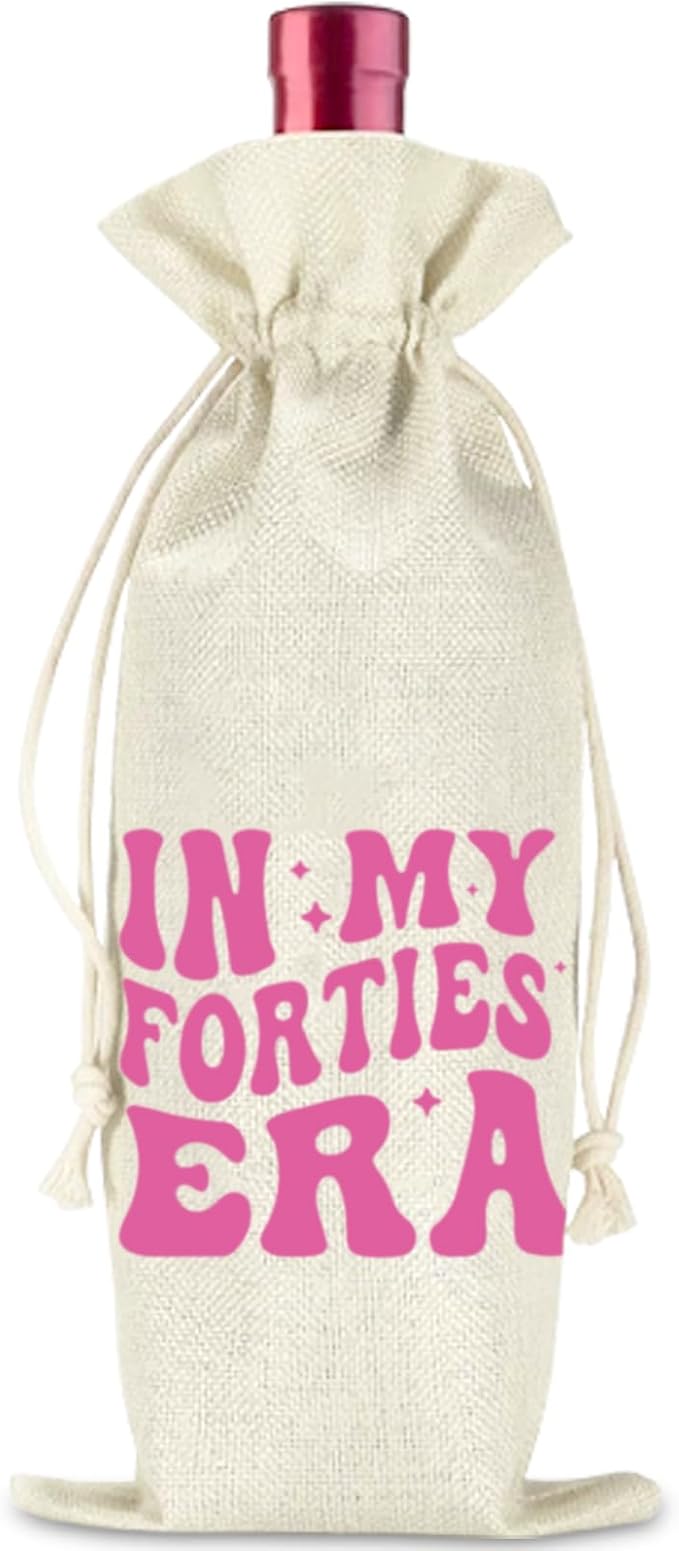 40th Birthday Wine Bag Gifts for Her,40th Wine Bag With Drawstring,Unique Birthday Wine Bag Gifts,Birthday Decorations