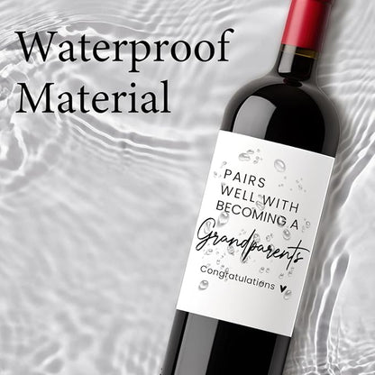 8 Pcs Grandparents Pregnancy Baby Announcement Wine Labels, Funny Pregnancy Baby Announcement Gifts for New Grandparents, Pairs Well with Becoming A Grandparents Wine Bottle Stickers Labels