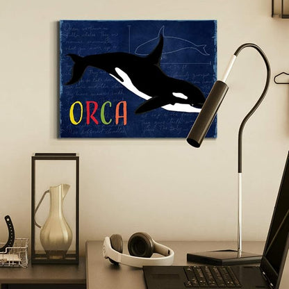 Renditions Gallery Canvas Animal Wall Art Modern Decorations Paintings Colorful Playful Orca Abstract Black & White Vibrant Artwork Canvas Prints for Kids Bedroom Nursery - 8"x12" LT33