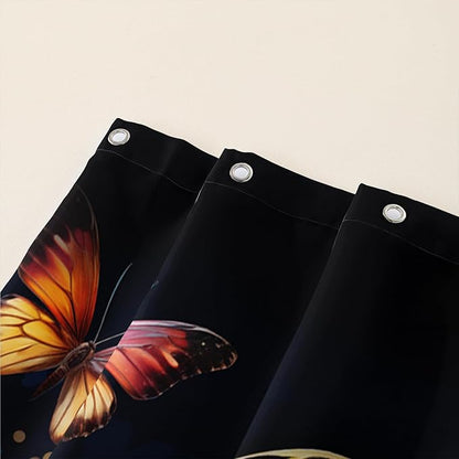 AILONEN Colorful Butterfly Shower Curtain, Tie Dye Butterfly Bath Curtain,Modern Fashion Minimalist Decorative Shower Curtain with 12 Plastic Hooks (Kids/Girls/Women/Teen/) Black 72" W*72" H