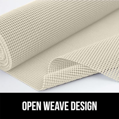 Gorilla Grip powerGRIP Drawer Shelf and Cabinet Liner, Thick Strong Hold, Non-Adhesive Liners Protect Kitchen Cabinets and Cupboard, Bathroom Drawers, Easy Install, Breathable Mat, 17.5" x30', Cream