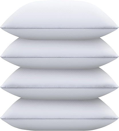 Bed Pillows for Sleeping Standard Size Set of 4,Down Alternative Filling,Pillows for Back, Stomach or Side Sleepers