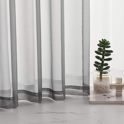 Gray Sheer Curtains 108 Inches long 2 Panels Grey Curtains 108 Translucent Voile Solid Color Window Treatment Rod Pocket Grey Drapes for Bedroom Living Room 2 Panels 52x108