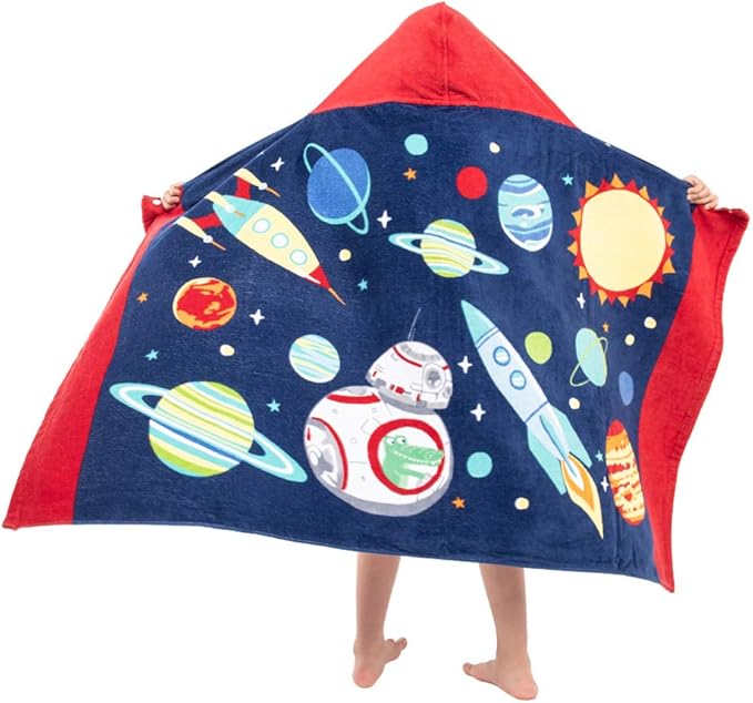 Kids Hooded Bath Beach Towel Girls Boys, Super Absorbent & Soft Towel Poncho with Cute Design, 30 x 50 Inch After Pool Wrap Towel with Hood (Starry Sky)