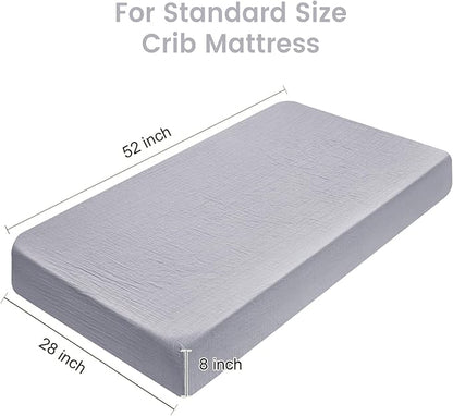 Muslin Crib Sheets for Boys Girls, 2 Pack 100% Cotton Soft Breathable Fitted Baby Sheet Set, 28x52 Inch Fits Standard Crib and Toddler Mattresses, Beige & Grey