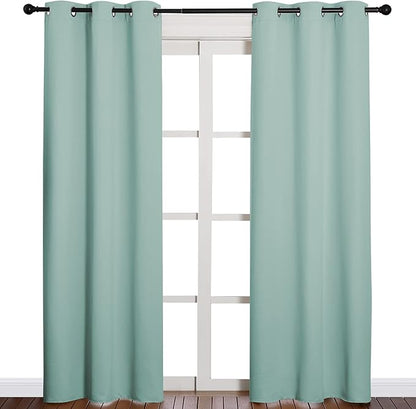 NICETOWN Thermal Insulated Solid Grommet Blackout Curtains/Drape for Living Room (Aqua, 1 Pair, 42 by 84-Inch)