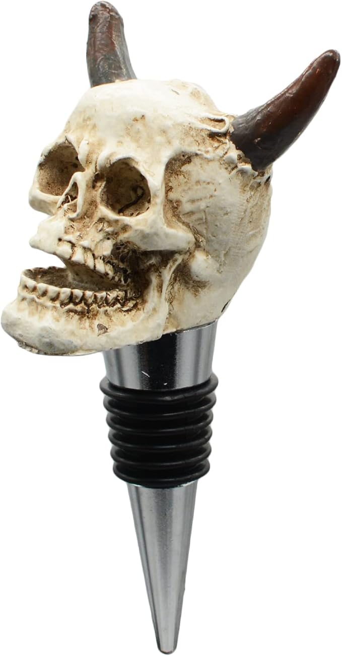 Wine Bottle Stopper Horned Demon Devil Skull Decor Beverage Wine Cork for Man Housewarming Gift,Christmas,Thanksgiving