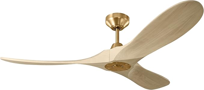 3MAVSM52BBSWWO Smart Maverick Ceiling Fan with Remote Control, Indoor or Outdoor, Compatible with Alexa & Google Voice (Burnished Brass with Washed White Oak Blades, 52-Inch)