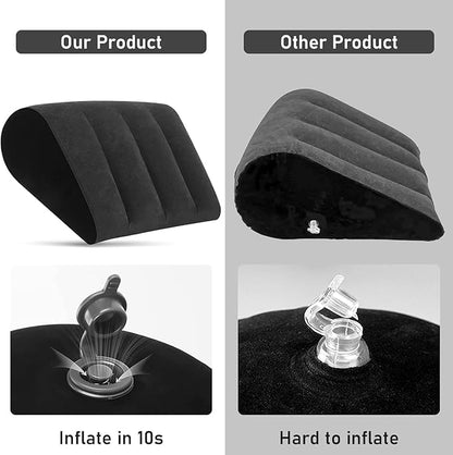 Prosixtoy Wedge Leg Elevation Pillow-Neck Pillows for Pain Relief Deep Sleep Bed Cushion Body Pillow-Knee Pillow Lumbar Support Pillow for Back Sleeper,Fast Inflating Deflation(Black)