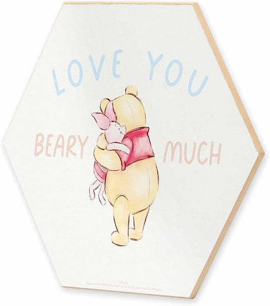 Open Road Brands Disney Winnie The Pooh and Piglet Love You Beary Much Wood Wall Decor - Adorable Winnie The Pooh Sign for Kids' Bedroom or Nursery