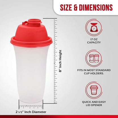 SIGNORA WARE Shaker Bottles | 17-Ounce Plastic Protein Shake Bottle for Meal Replacement Shakes & Smoothies, Beverages, Mixing Salad Dressing & Sauces, Margarita, & More