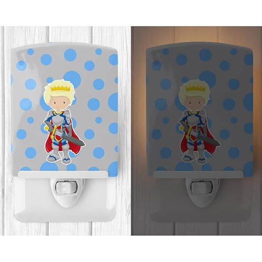 Caroline's Treasures BB8742CNL Blonde Boy Knight Ceramic Night Light Compact, UL-Certified, Ideal for Bedroom, Bathroom, Nursery, Hallway, Kitchen, 6x4x3, Multicolor