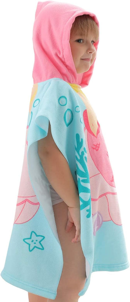 NovForth Kids Beach Towel for Boys Girls, Mermaid Hooded Bath Towel Wrap, Toddler Pool Towel with Hood