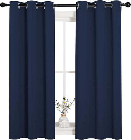 NICETOWN Blackout Curtain Panels, Window Treatment Energy Saving Thermal Insulated Solid Grommet Blackout Drapes/Draperies (Navy, 1 Pair, 34 by 54-inch)