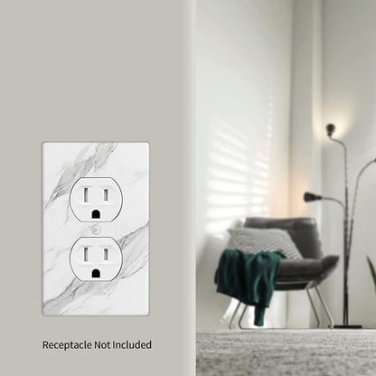Marble Grey Wall Plate Decorative Light Switch Cover 1-Gang Single Duplex Outlet Faceplate for Kitchen Bathroom Bedroom Room Receptacle White
