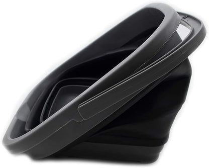 SAMMART 10L (2.6 gallon) Collapsible Rectangular Handy Basket/Bucket (Grey/Black (Set of 2))
