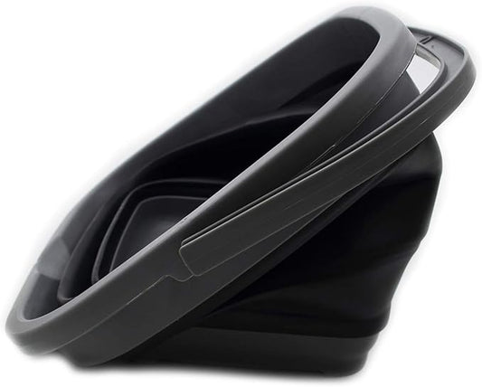 SAMMART 10L (2.6 gallon) Collapsible Rectangular Handy Basket/Bucket (Grey/Black (Set of 2))