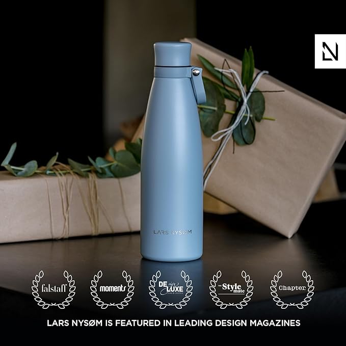 LARS NYSØM Stainless Steel Insulated Water Bottle 25oz 34oz | BPA-free Insulated Thermo Flask for Hot and Cold Beverages | Leakproof Drinking Bottle (Buttercream, 34oz)