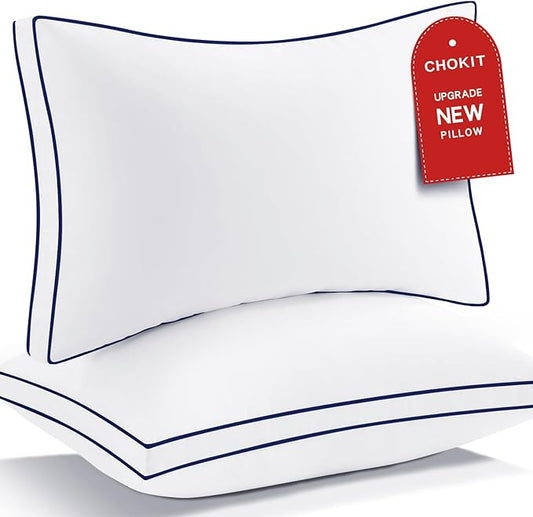 Premium Pillows King Size Set of 2, Fluffy and Supportive 7D Down Alternative Bed Pillows, Luxury Soft Hotel Quality Gusseted Pillow for Side Back Stomach Sleepers, Relief Neck Head and Shoulder Pain