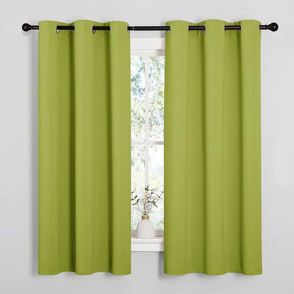 NICETOWN Thermal Insulated Solid Grommet Top Blackout Holiday Decorative Curtains/Drapes for Kid's Room (1 Pair, 42 x 63 inches in Fresh Green)