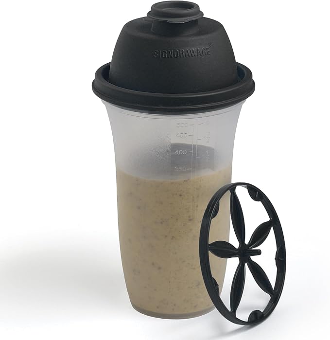 SIGNORA WARE Shaker Bottles | 17-Ounce Plastic Protein Shake Bottle for Meal Replacement Shakes & Smoothies, Beverages, Mixing Salad Dressing & Sauces, Margarita, & More