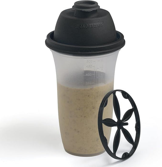 SIGNORA WARE Shaker Bottles | 17-Ounce Plastic Protein Shake Bottle for Meal Replacement Shakes & Smoothies, Beverages, Mixing Salad Dressing & Sauces, Margarita, & More