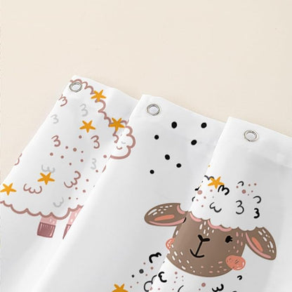 AILONEN Cute Sheep Kids Shower Curtain for Bathroom,Sheep Moon Clouds Kids Creative Rainbow Waterproof Bath Curtain,Modern Minimalist White Curtain with 12 Plastic Hooks(36" W*72" H)