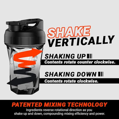 HELIMIX 1.5 Vortex Blender Shaker Bottle Holds Upto 20oz | No Blending Ball or Whisk | USA Made | Portable Pre Workout Whey Protein Drink Shaker Cup | Mixes Cocktails Smoothies Shakes | Top Rack Safe