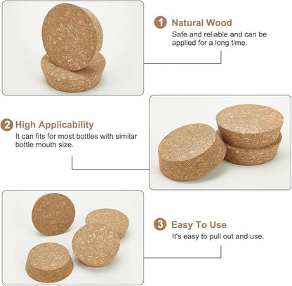BENECREAT 4pcs Cork Stoppers, Tapered Wine Cork Plug Bottle Cork Stoppers, Replacement Corks for Wines, Decorative Bottles, Jars, Arts, DIY Crafts, 3.5x3inch